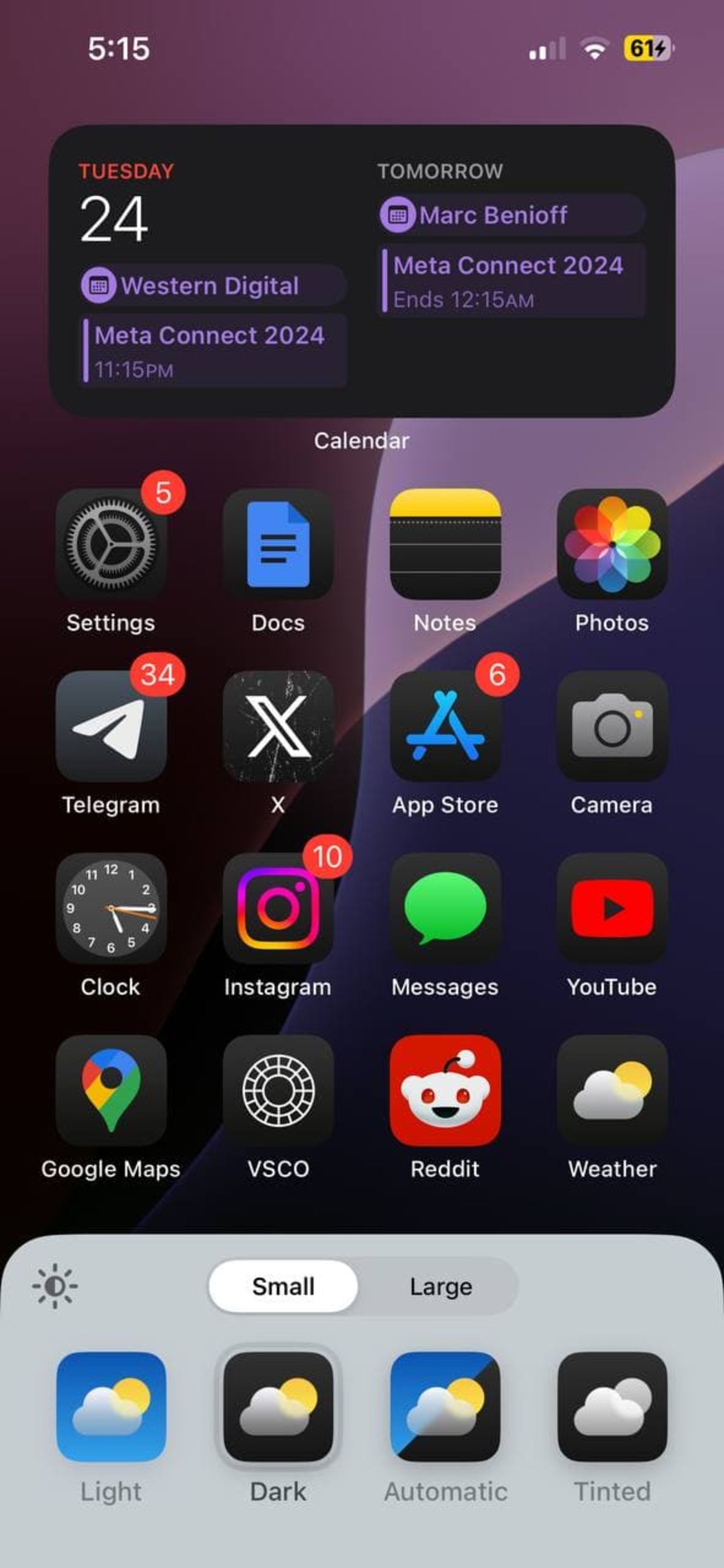 The dark mode of icons in iOS 18