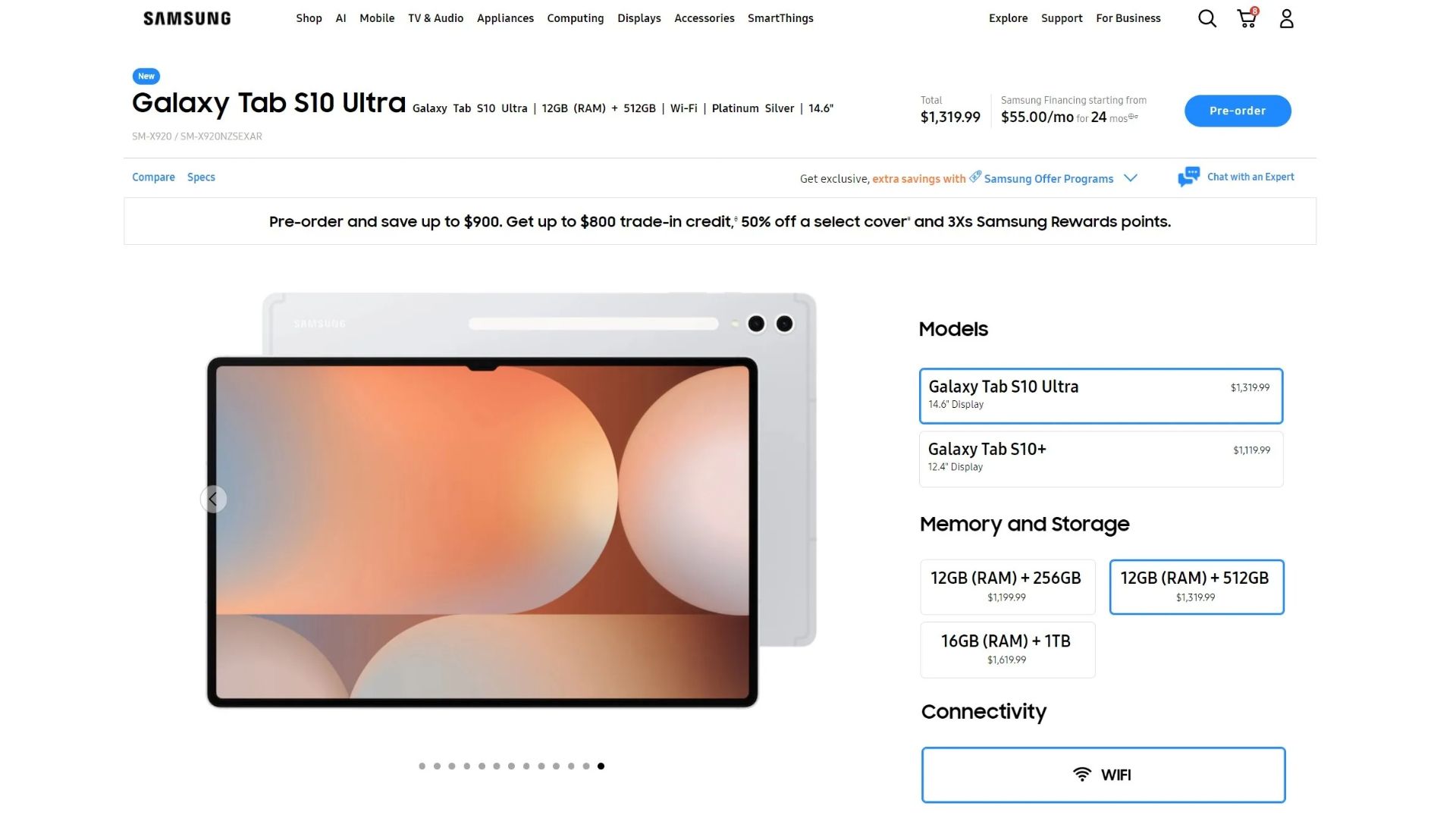 Galaxy Tab S10 pre-order page
