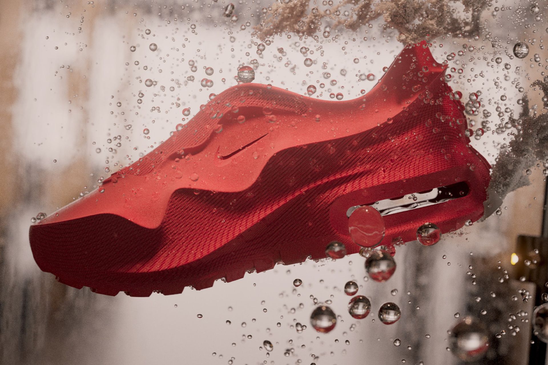 A red shoe from the water side view