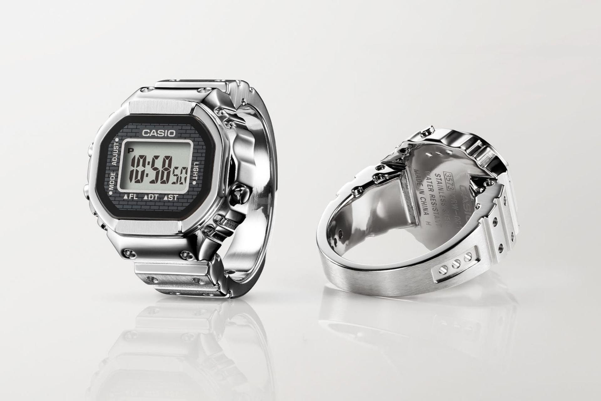 Two Casio CRW-001-1JR rings from back and front