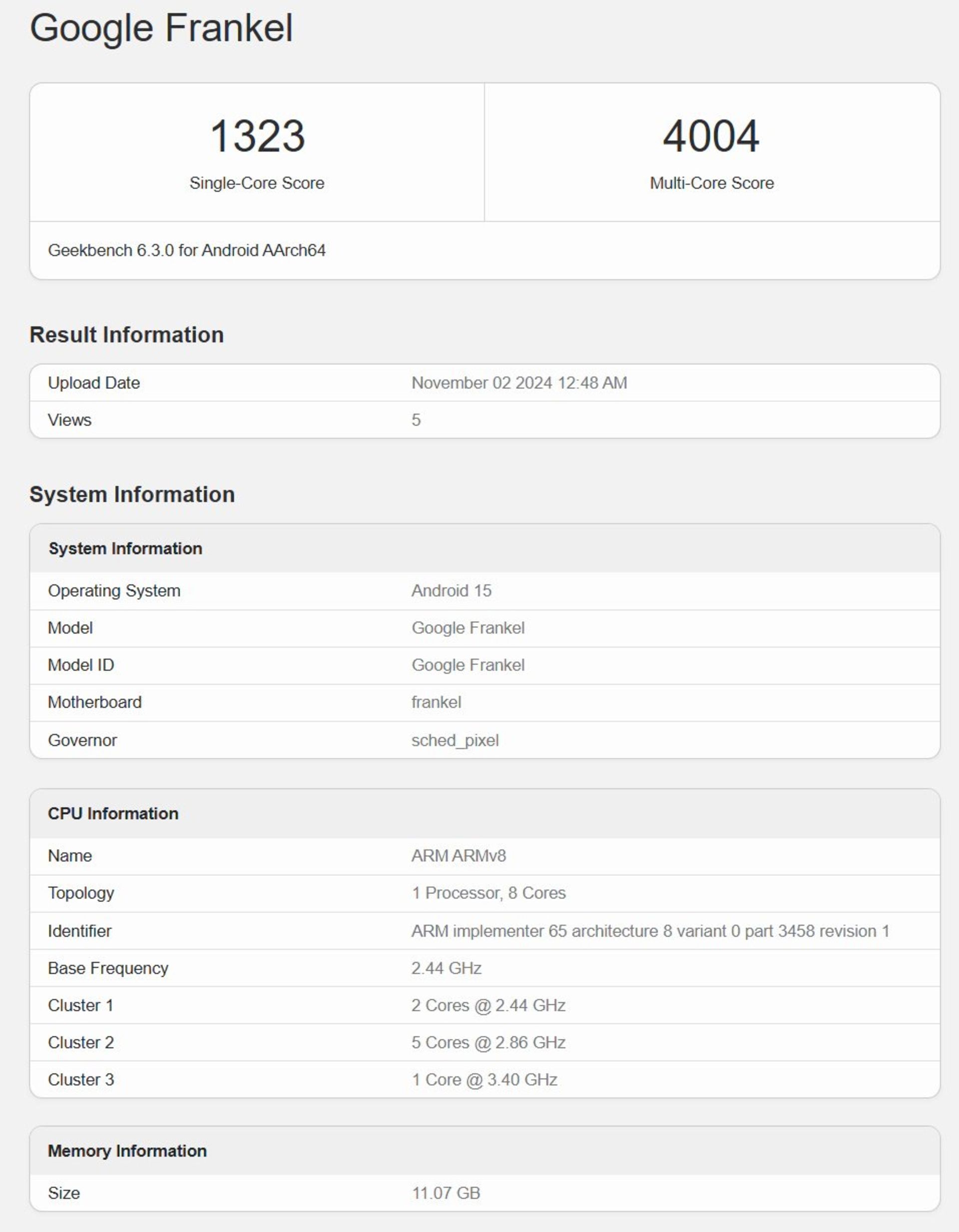 Google Tensor G5 chip benchmark